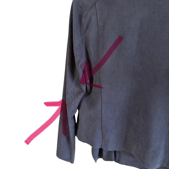 BlankNYC Asymmetrical Zip Drape Front Faux Suede Jacket Small - Picture 8 of 10
